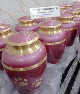 Urnes de crémation en laiton en aluminium de qualité supérieure urnes de stockage de cendres d'animaux de compagnie bleues et roses Construction en métal - Product Image 4