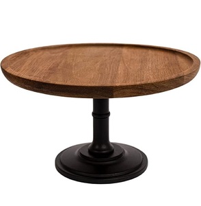 Soporte Redondo de Madera de 2 Niveles para Tartas con Asa de Metal para Bodas, Cumpleaños, Bandeja para Servir Tartas, Exhibición de Aperitivos y Pasteles - Product Image 4