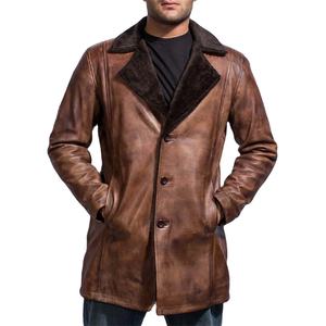 Automne hiver hommes veste en cuir meilleure qualité hommes veste en cuir respirant veste en cuir véritable pour hommes avec broderie longue - Product Image 1