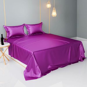 Tấm Phủ Giường Lụa Màu Tím Xuất Khẩu Ấn Độ Tấm Phủ Giường Lụa Màu Tím/Bộ Đồ Giường & Vải Lanh/Đồ Nội Thất Gia Đình Bộ Đồ Giường Màu Trơn Siêu Mềm Mượt Lụa Satin Sang Trọng 100% Cotton Từ Ấn Độ - Product Image 3
