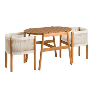 Elegant Modern Durable Teak Small Dining <b>Table</b> Set <b>Outdoor</b> <b>Bistro</b> Seating for Terrace Balcony Patio Cafe Resort Garden - Product Image 1