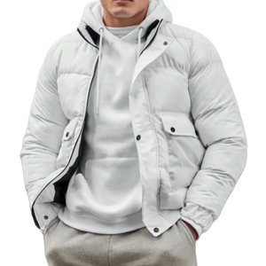 Veste matelassée tendance, veste décontractée d'hiver avec poches, manches longues, coupe classique pour homme - Product Image 1