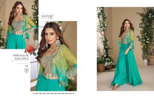 Seda Chinon pesada de alta calidad con estampado digital y bordado Blusa DE TRABAJO Plazzo Fabricante y proveedor de Surat - Product Image 2