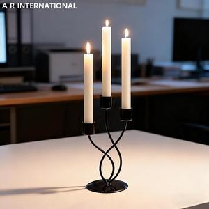 Stylish Eco-Friendly 3-Arm Metal Wire Candle Holders for <b>Valentines</b> Day & Christmas <b>Decorative</b> Iron Candlestick Holder - Product Image 4