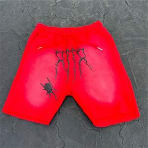 Pantalones cortos de lavado ácido para hombre vintage personalizados 100% algodón de talla grande sólido informal con cordón 3D estampado de burbujas de espuma de pantalla de talla grande para hombre - Product Image 2