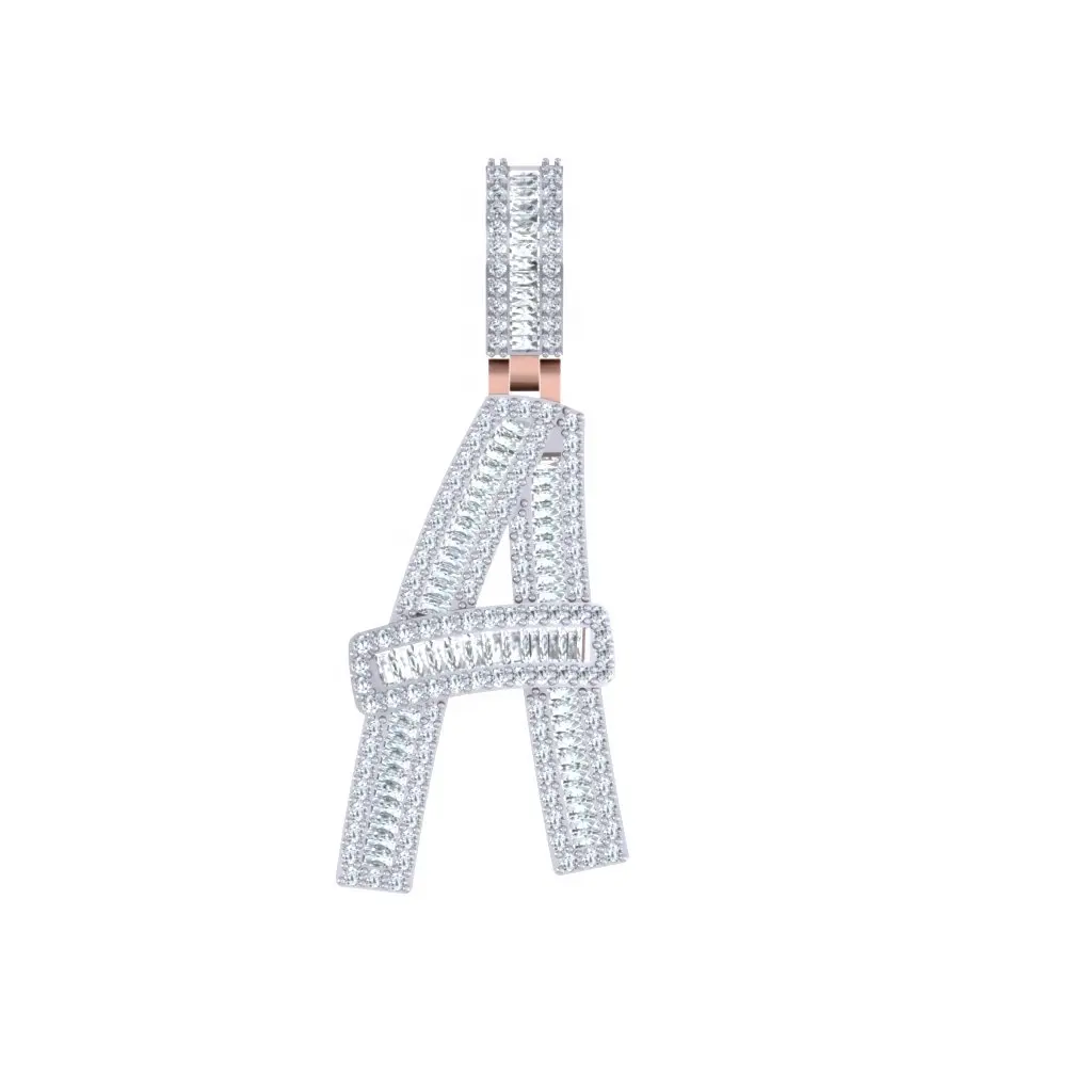 Alphabet A Letter Pendant with Real SI Diamond in 10K Yellow White Gold Charms at Wholesale Factory Price