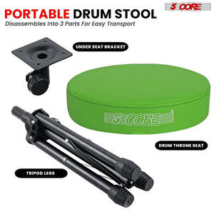 5 Core Drum Throne 3 Thick <b>Padded</b> Memory Foam Comfortable Drummer <b>Stool</b> 330Lb Capacity Adjustable - Product Image 3