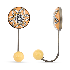 Crochet mural en céramique artisanal Shubham, design floral orange moderne et simple, décoration pour accrocher les serviettes, les clés, les sacs, les accessoires, la maison - Product Image 3