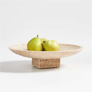 Tazón redondo de travertino con diseño de anillo, centro de mesa de piedra Natural de lujo, bandeja de exhibición decorativa elegante para mesa de hogar moderna - Product Image 2