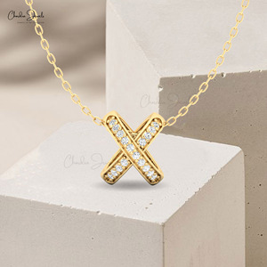 Nuevo y Popular Colgante Cruzado de Diamante Blanco de 1 mm y 0.07 Quilates, Oro Sólido de 14K, Sin Níquel ni Plomo, Tamaño Personalizable - Product Image 5