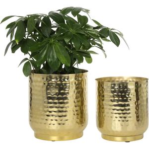 Luxueux vase à fleurs en métal doré au design martelé avec support finition enduite de poudre superbe décor à la maison pour les arrangements floraux - Product Image 3