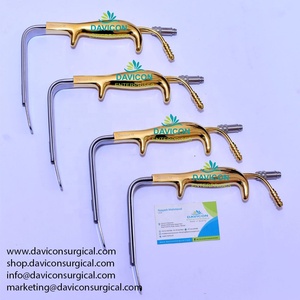 FERREIRA Style Manual Breast Retractor Gold Plated Steel and Metal <b>Instrument</b> for Plastic Surgery Fiber <b>Optic</b> Technology - Product Image 2