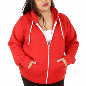 Women's Casual Red Zipper Hoodie Breathable Cotton Fleece <b>Pullover</b> Hoodie <b>Jumper</b> Streetwear Top For Women - Product Image 2