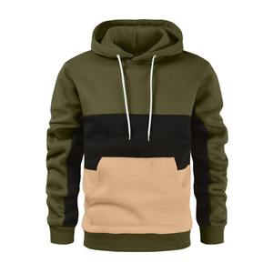 Sweat à capuche décontracté pour homme en tricot écologique polyester/coton à carreaux, chaud, à manches longues, streetwear d'extérieur - Product Image 3