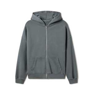 Sweat à capuche unisexe à fermeture éclair en molleton français, coupe régulière, 100% coton, fermeture éclair, logo personnalisé brodé, coupe-vent, respirant, écologique - Product Image 5