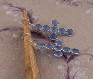 Increíble cristal Aqua Gemstone 925 plata esterlina plata antigua boda hermoso pendiente regalo - Product Image 5