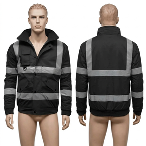 <b>Mens</b> Red <b>Reflective</b> Security <b>Jacket</b> Polyester Padded High Visibility Workwear Winter Coat Embroidered Custom Logo Wear - Product Image 5