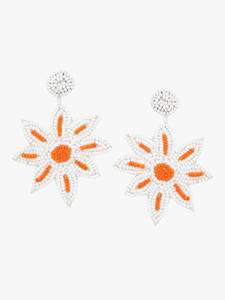 Boucles d'oreilles fleur à la main perle de rocaille broderie Orange bijoux en perles Design floral déclaration accessoires de fête Style bohème - Product Image 3