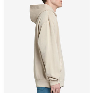 Sudadera con capucha de talla grande con logotipo personalizado para hombre, sudadera holgada con bolsillo sin cordón para hombre, de algodón sólido, con logotipo personalizado liso para invierno - Product Image 3