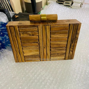 Boîte décorative en bois poli de luxe faite à la main, pochettes de mode pour femmes personnalisées, sacs à main avec fermeture à glissière, design de couverture, bandoulière - Product Image 1