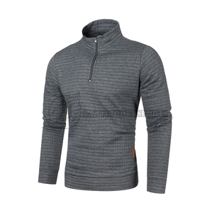 Sweat-shirt à col rond pour homme avec logo personnalisé, fermeture éclair quart de tour, manches longues, couleur unie, style hiver hip-hop - Product Image 4