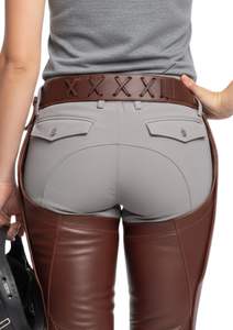 Pantalons de moto en cuir véritable de qualité supérieure pour femmes, coupe ajustée, protection pour la conduite - Product Image 5