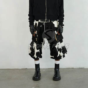 Custom <b>Tailored</b> Casual Canvas Hair-on Hide <b>Men's</b> <b>Shorts</b> with Contrast Stitch and Lining - Product Image 6