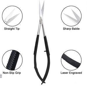 Tijera de resorte de acero inoxidable de gran venta con hoja curva afilada Mejor agarre Nuevo logotipo Imprimir Tijera de recorte de pestañas frescas - Product Image 2