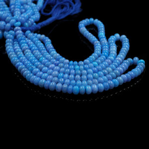 Venta caliente AAA Grado 16 \ "Cianita sintética Cuentas de ópalo azul Piedras preciosas sueltas Strand Joyería Suave Rondelle Forma Cianita azul - Product Image 4