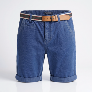 <b>Men</b>’s Casual Denim Shorts – 100% Cotton Wide Leg Fit, Blue & Private Label Available - Product Image 1