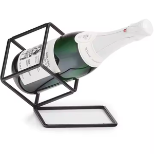 ที่ใส่ขวดไวน์โลหะสีดำแบบทันสมัยที่ใส่ขวดไวน์รูปทรงสี่เหลี่ยมตกแต่งแกนกลางที่เก็บของตกแต่งบ้านด้วยการตกแต่ง - Product Image 1