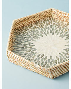 La bandeja de servicio de Ramadán de ratán más vendida, bandeja de madreperla OEM con platos, platos para Decoración de mesa, el mejor precio de Vietnam - Product Image 6