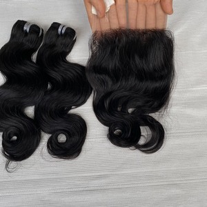 Extensiones de cabello humano para mujeres negras, cabello natural, ondulado, vietnamita, con cierre de encaje - Product Image 4
