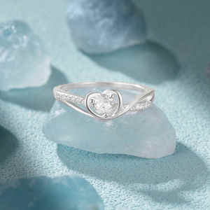 Anillo de Bodas de compromiso de moissanita con forma de corazón de oro sólido de 14 quilates de moda de oro de lujo ligero para mujer proveedor de joyería fina - Product Image 4