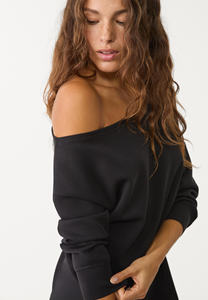 Sudadera negra de calidad más vendida para mujer, sudadera con hombros descubiertos, puños acanalados, sudaderas con capucha de entrenamiento para mujer, sudadera para mujer - Product Image 2