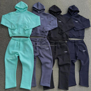 Alta calidad 100% algodón 500 GSM Heavy Weight Thick Hoodie y pantalones de chándal Custom Plain Unisex Sweatsuit Fabricante - Product Image 1