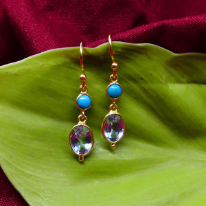Pendientes Asequibles con Piedras Preciosas de Topacio Azul Turquesa Chapado en Oro Plata de Ley 925 para Boda para Mujer - Product Image 4