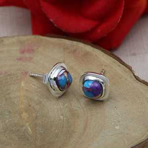 Boucles d'oreilles turquoise en argent sterling avec coussin - Product Image 1