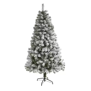Vente d'usine, arbre de Noël artificiel floqué <span class=keywords><strong>pas</strong></span> <span class=keywords><strong>cher</strong></span> de 180 cm (6 pieds), flocon de neige, arbre de Noël enneigé pour décoration intérieure et extérieure - Product Image 1