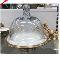 Présentoir à gâteaux rond en métal doré, 10 pièces, fait à la main, dôme de verre de styliste, présentoir à desserts pour événements de fête