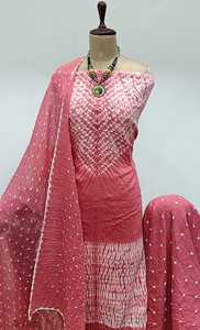 <b>Pink</b> Traditional Bandhani Silk <b>Salwar</b> <b>Kameez</b> Set Women-Ethnic Festive Party Wear Wrinkle-Free Moisture Wicking Reversible Quick - Product Image 3