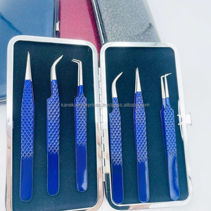 Pinces à épiler professionnelles pour extensions de cils, bleu royal et noir, pointe lisse, acier durable personnalisé, anti-magnétique, anti-statique, précision - Product Image 1