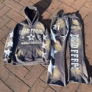 Conjuntos de Jogger Acampanados de Invierno para Hombre al por Mayor, Estilo Urbano, Color Liso, Pantalones Acampanados OEM, Sudadera con Capucha, 100% Algodón Ecológico - Product Image 6