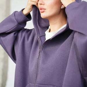 Veste polaire épaisse avec fermeture éclair complète unisexe personnalisée sweats à capuche surdimensionnés hommes femmes hiver chaud Streetwear Logo dos sweats à capuche longs décontractés - Product Image 3