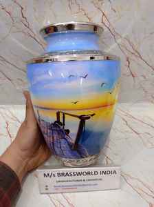 Urna de cremación funeraria para adultos, urna de cremación de latón hecha a mano para cenizas de humanos, grande, 220cu - Product Image 2