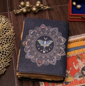 Blank Spell <b>Book</b> of <b>Shadows</b> Journal with Lock Clasp Vintage Handmade Leather Luna Moths and Morpho Butterfly Print Witchcraft - Product Image 5