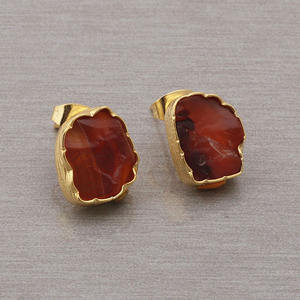 Boucles d'oreilles en cornaline naturelle avec pierres précieuses, texture dorée, style papillon, minuscule fleur, bijoux bohème en pierre de naissance, boucles d'oreilles - Product Image 4