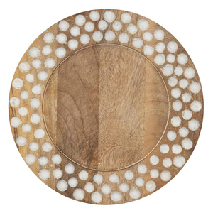 Platos de madera para servir, placas de ajuste de mesa, borde de puntos, placas de cargador de madera, placa inferior para uso en bodas, precio atractivo - Product Image 1