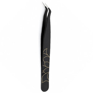 แหนบต่อขนตา SHEARS BEAUTY สแตนเลสสตีล ปลายเฉียง แม่นยำ ใช้งานง่าย สีดำลายทอง - Product Image 1