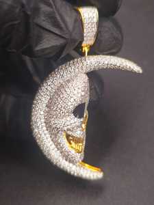 Colgante de Moissanita con Diseño de Calavera en la Luna, Estilo Hip Hop, Formas Únicas, Plata de Ley 925, Joyería Fina, Colgantes y Dijes - Product Image 6